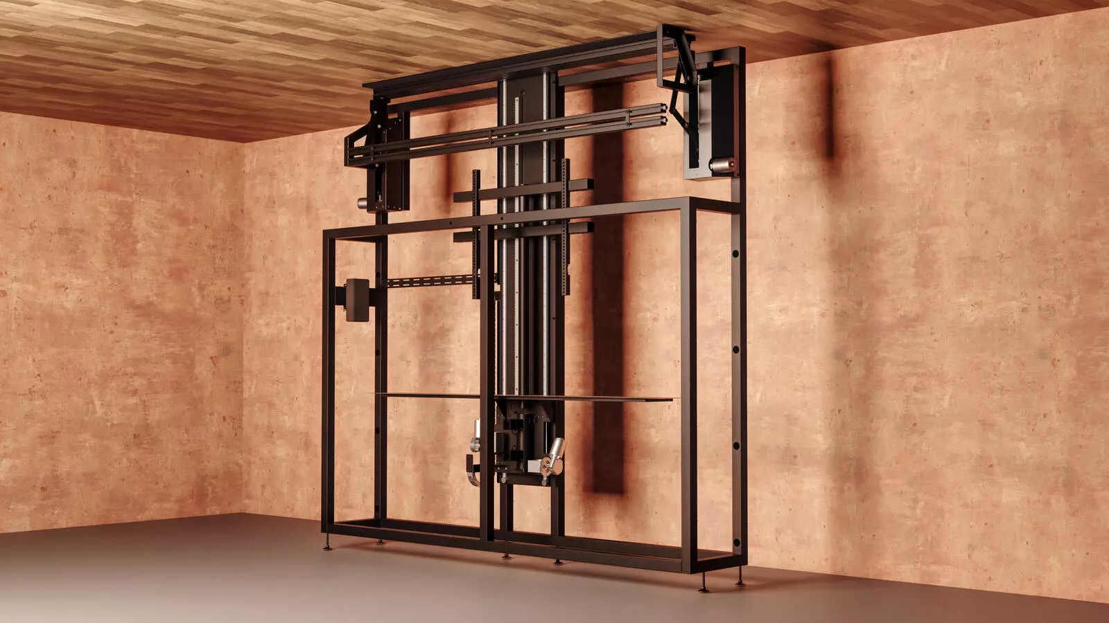 Under Floor Hidden TV Lift Mechanisms Floor Lift view of installation under the floor (3) Floor TV Lift underground