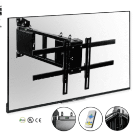 Motorized TV wall-mounted bracket with electric rotation 130° and IR remote control, Max. tv size up to 75″, max tv weight 35kg (77lbs) –  OTW Sabaj