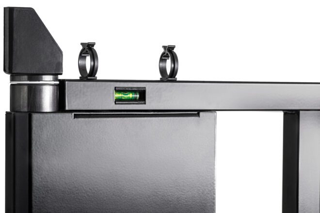 TV wall mount with double electric rotation and remote control max. 75 I 35 kg ir OPEN L Sabaj System spirit level