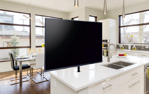 rotating tv stand in kitchen