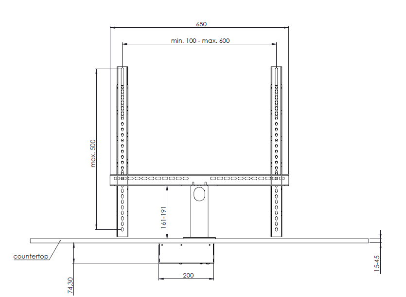 rotating tv stand specification